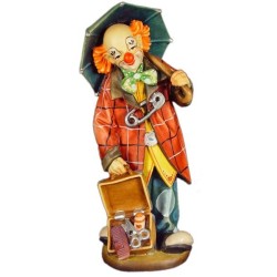 Clown aus Holz mit Schirm in Farbe