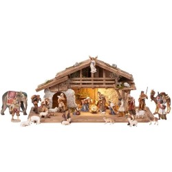 KO Nativity set 30 pcs - Alpine stable with lighting