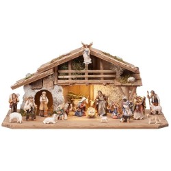 MA Nativity set 20 pcs - Alpine stable with lighting