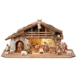 ZI Nativity set 17 pcs - Alpine stable with lighting